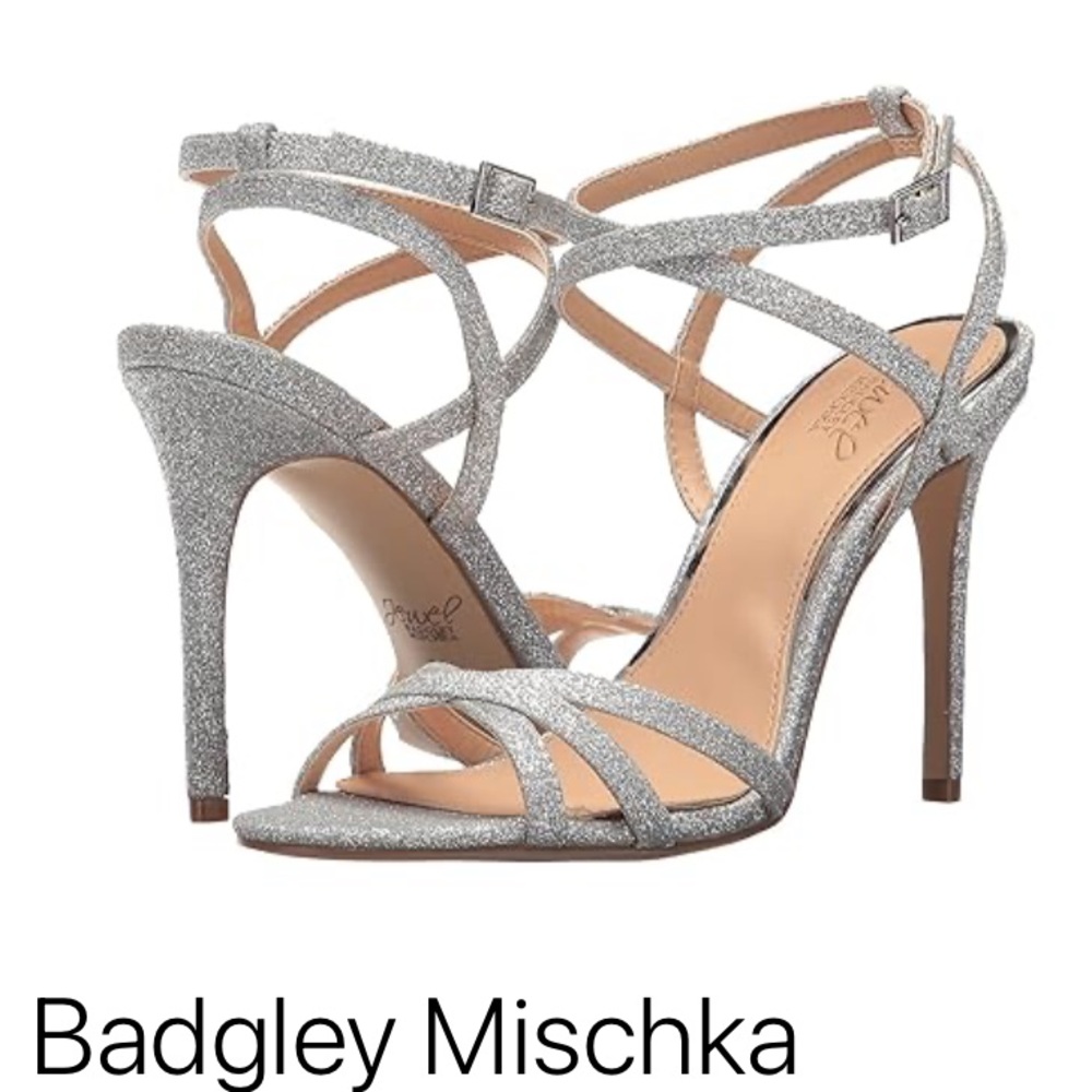 Badgley Mischka Silver Strappy Sandals